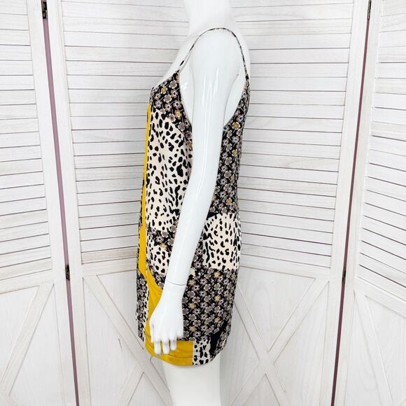 Topshop Patchwork Floral Animal Print Crepe Romper Yellow Black 6 - Picture 4 of 14